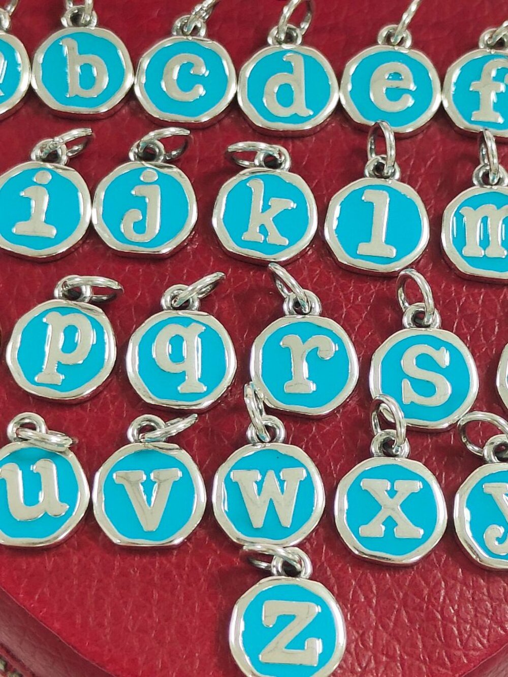 James Avery Blue Enamel Initial Disc Charm 925 Silver Pendant with box